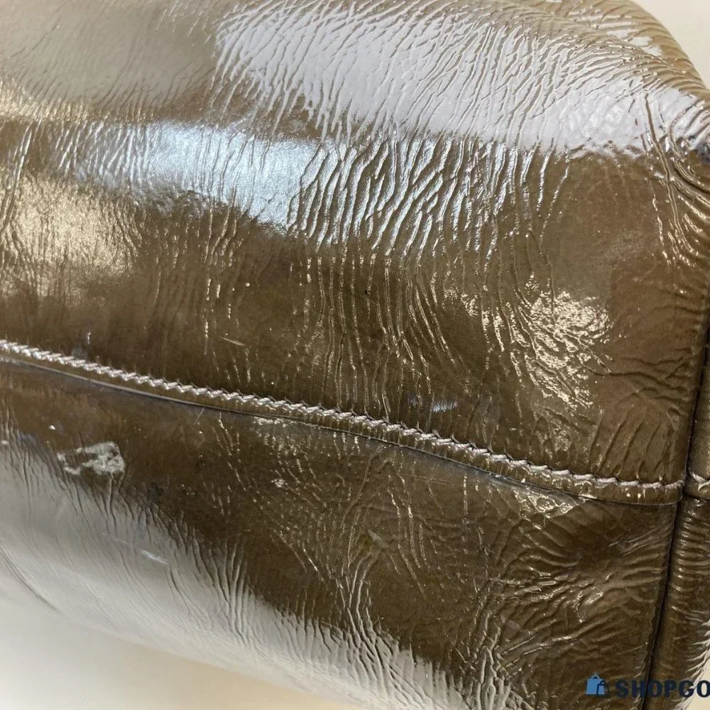Prada Olive Ombre Vernice Crinkle Patent Leather Shoulder Tote comes with COA - Picture 5 of 11